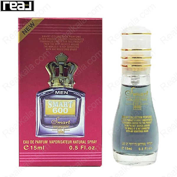 بطری اسمارت کالکشن کد 600 با تصویر عطر ژان پل گوتیه اسکندال پور هوم روی جعبه
