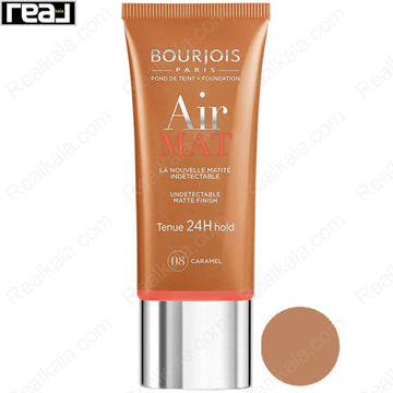 کرم پودر بورژوا Air Mat رنگ Caramel با جلوه مات و پوشش طبیعی، مناسب پوست تیره تا خیلی تیره