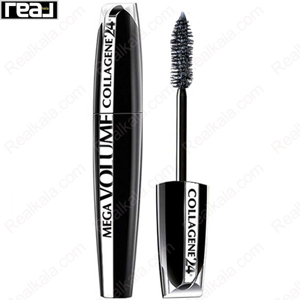 ریمل لورال Mega Volume Collagene 24H با طراحی مشکی و نوشته سفید