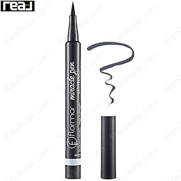 خط چشم خودکاری ماژیکی فلورمار مدل میراکل پن شماره 001 Flormar Miracle Pen Slim Touch Hematite Gray Eyeliner