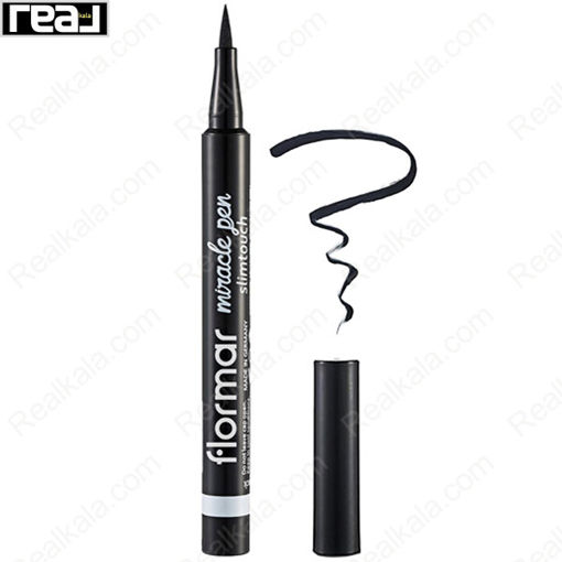 خط چشم خودکاری ماژیکی فلورمار مدل میراکل پن شماره 004 مشکی عقیق Flormar Miracle Pen Slim Touch Onyx Black Eyeliner