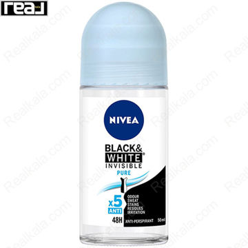 مام رول ضد تعریق زنانه نیوا مدل بلک اند وایت پیور Nivea Black & White Pure Roll On Deodorant