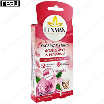 نوار موبر صورت 12 عددی فنمن عصاره رز و ویتامین ای Fenman Face Wax Strips Rose & Vitamin E