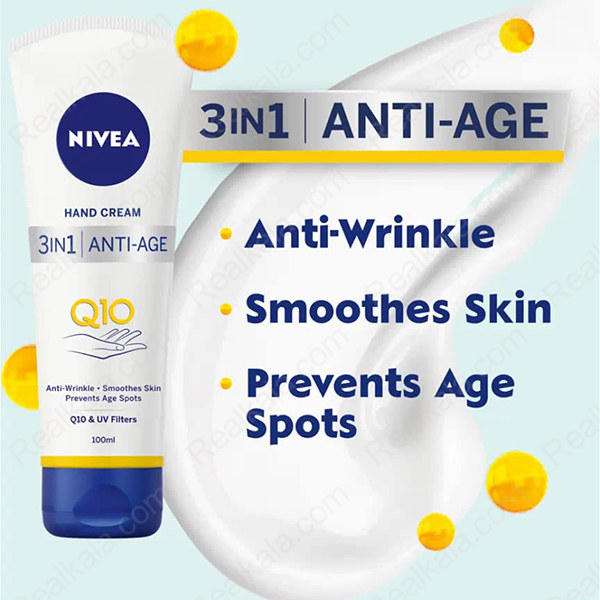 کرم ضد پیری دست سه در یک نیوا حاوی کیوتن Nivea Hand Cream 3 in 1 Anti Age Q10 & UV Filters