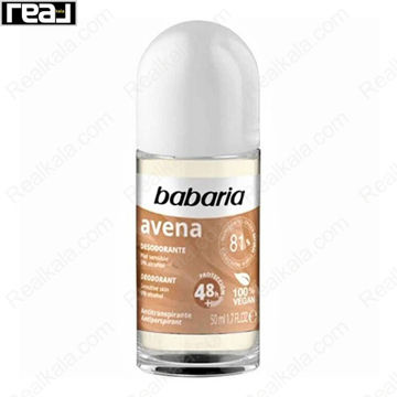 رول ضدتعریق Babaria Avena حاوی عصاره جو دوسر، مناسب پوست حساس، ماندگاری 48 ساعته و فرمول وگان 50 میلی‌لیتر