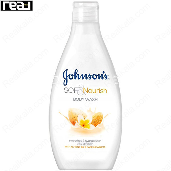 شامپو بدن مغذی بادام و گل یاس جانسون Johnsons Soft Nourish With Almond Oil & Jasmine