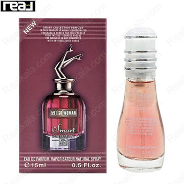 بطری اسمارت کالکشن کد 591 با تصویر عطر ژان پل گوتیه سو اسکندل زنانه روی جعبه