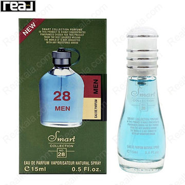 بطری اسمارت کالکشن کد 28 با تصویر عطر هوگو باس هوگو من روی جعبه