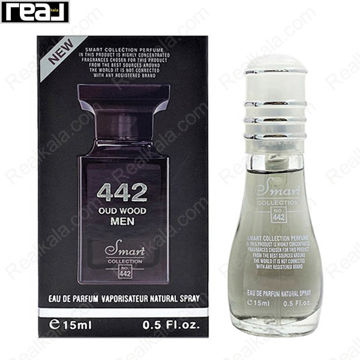 بطری اسمارت کالکشن کد 442 با تصویر عطر تام فورد عود وود مردانه روی جعبه