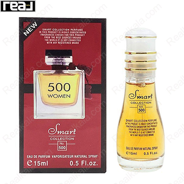 بطری اسمارت کالکشن کد 500 با تصویر عطر لالیک قرمز روی جعبه
