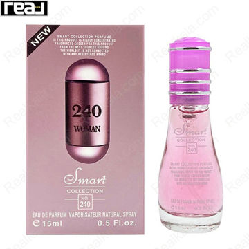 بطری اسمارت کالکشن کد 240 با تصویر عطر کارولینا هررا 212 سکسی زنانه روی جعبه