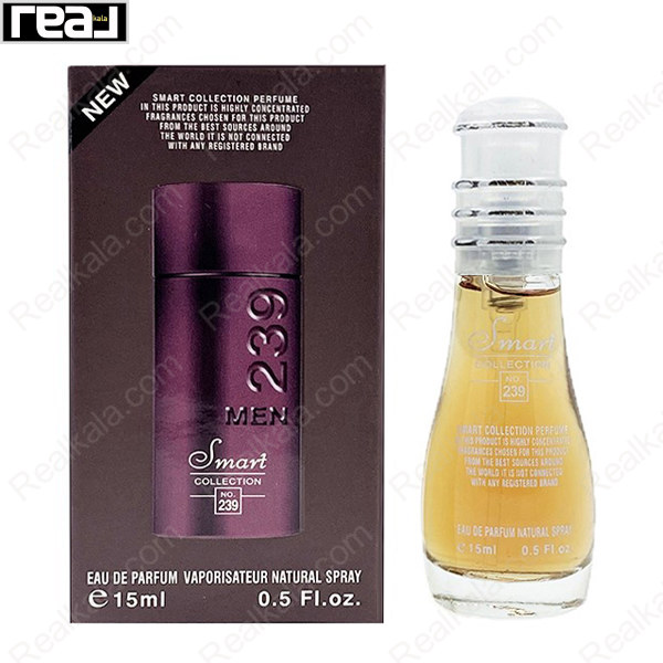 بطری اسمارت کالکشن کد 239 با تصویر عطر کارولینا هررا 212 سکسی مردانه روی جعبه