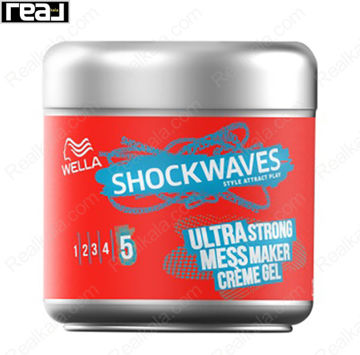 کرم ژل مو ولا مدل فوق العاده قوی Wella Shockwaves Ultra Strong Mess Maker Cream Gel 150ml