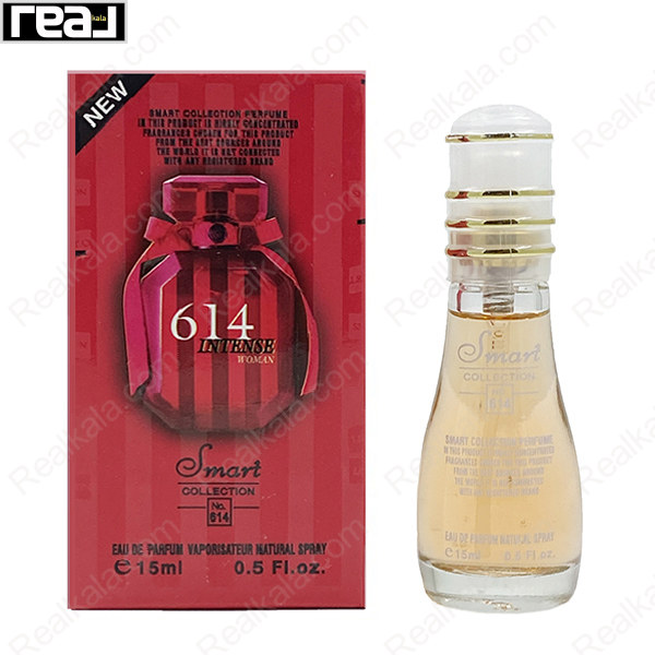 بطری اسمارت کالکشن کد 614 با تصویر عطر ویکتوریا سکرت بامبشل اینتنس روی جعبه