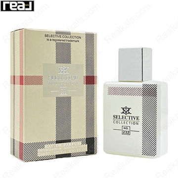 بطری و جعبه ادکلن سلکتیو کالکشن کد 232 مردانه بربری لندن با طراحی چهارخانه کلاسیک