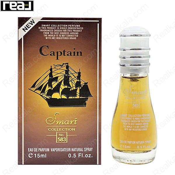 بطری اسمارت کالکشن کد 583 با تصویر عطر کاپیتان بلک مردانه روی جعبه