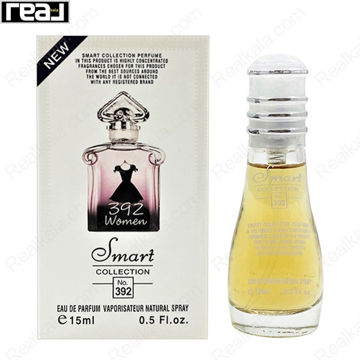 بطری اسمارت کالکشن کد 392 با تصویر عطر گرلن لا پتیت روب نویر زنانه روی جعبه