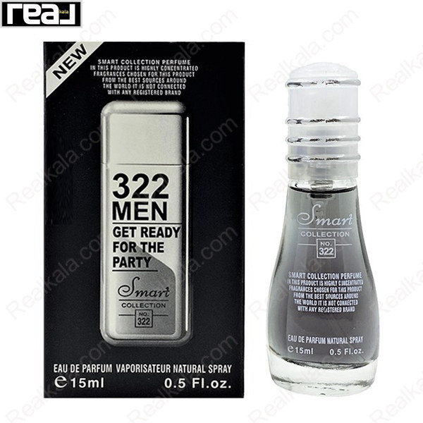 بطری اسمارت کالکشن کد 322 با تصویر عطر 212 وی آی پی مردانه روی جعبه