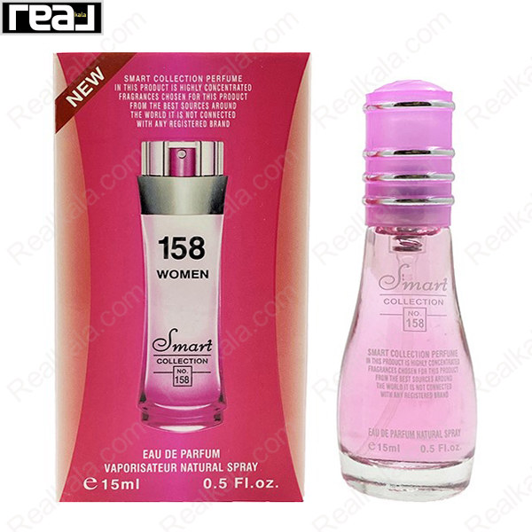 بطری اسمارت کالکشن کد 158 با تصویر عطر لاگوست تاچ آف پینک زنانه روی جعبه