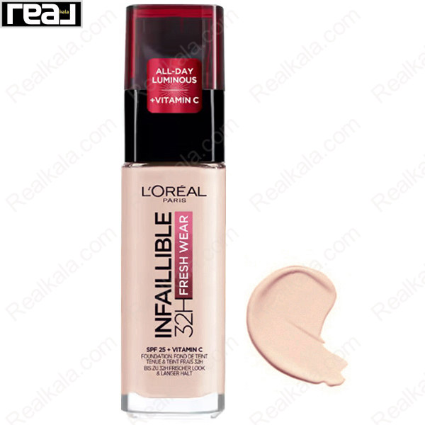 کرم پودر L'Oréal Paris مدل Infallible 32H Fresh Wear شماره 110 با جلوه طبیعی و تناژ رز روشن مناسب پوست های روشن
