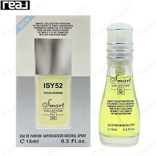 بطری اسمارت کالکشن کد 52 با تصویر عطر ایسی میاکه لئو د ایسی مردانه روی جعبه