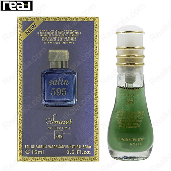 بطری اسمارت کالکشن کد 595 با تصویر عطر عود ساتین مود روی جعبه