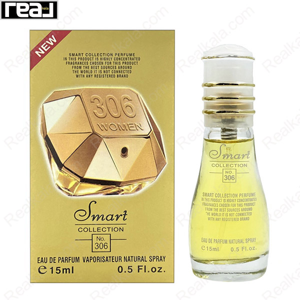 بطری اسمارت کالکشن کد 306 با تصویر عطر پاکو رابان لیدی میلیون روی جعبه