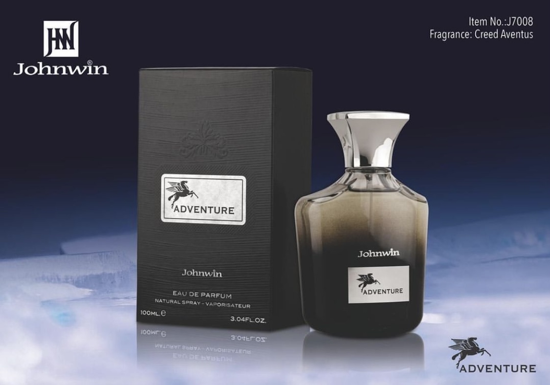 شیشه و جعبه ادکلن جانوین ادونچر مردانه با طراحی اسب بالدار و بسته‌بندی مشکی برجسته