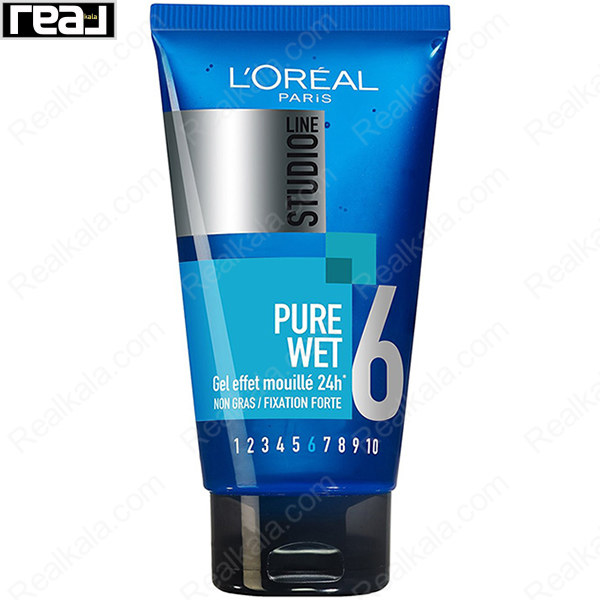 ژل مو لورال Studio Line 6 Pure Wet Hair Gel حجم 150ml با افکت خیس و جلوه براق
