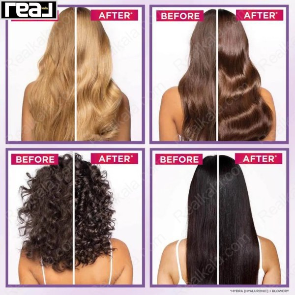 تصویر قبل و بعد استفاده از شامپو لورآل السیو Hydra Hyaluronic روی انواع مو