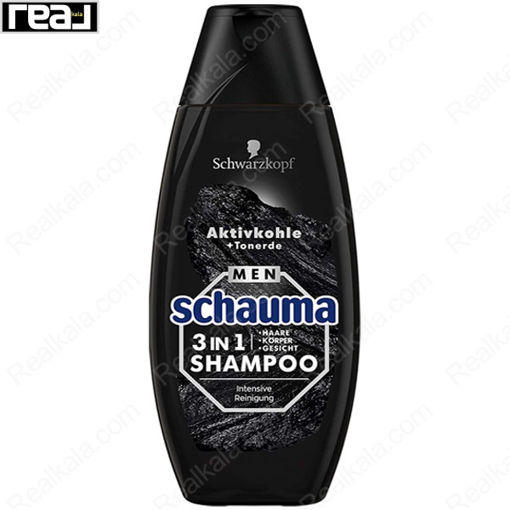 شامپو 3 در 1 شاوما (شوما) حاوی زغال فعال Schauma MEN 3in1 Aktivkohle Shampoo 400ml