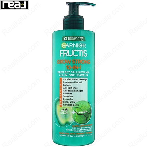 Garnier Fructis Grow Strong 10‑in‑1 – کرم موی بدون آبکشی برای تقویت و محافظت از موهای ضعیف و شکننده