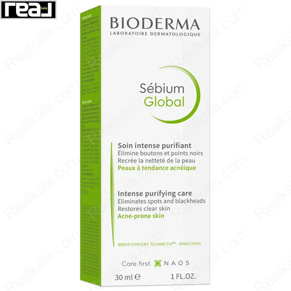 کرم سبیوم گلوبال بایودرما مناسب پوست های چرب و جوش دار Bioderma Sebium Global Intensive Purifying Care