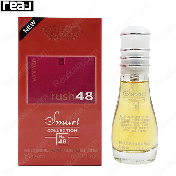 بطری اسمارت کالکشن کد 48 با تصویر عطر گوچی راش زنانه روی جعبه