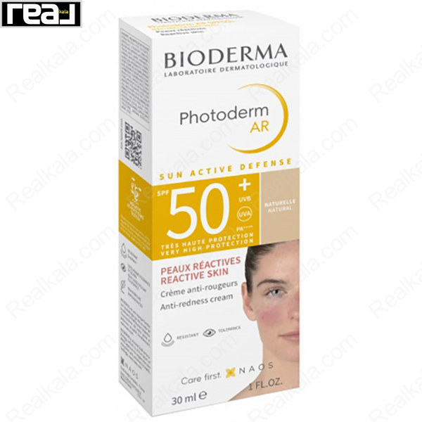 جعبه ضد آفتاب کرمی بایودرما فتودرم AR SPF50+ رنگ طبیعی 30 میل