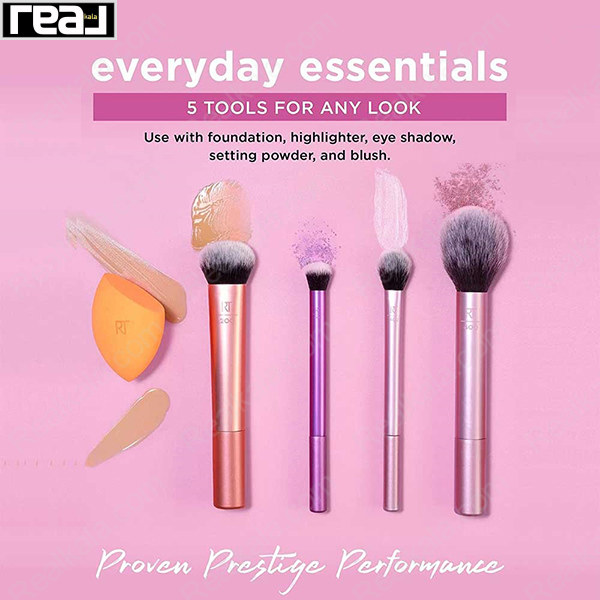 معرفی ست Real Techniques Everyday Essentials شامل ابزار آرایشی برای فاندیشن، هایلایتر، سایه چشم، پودر فیکس و رژگونه