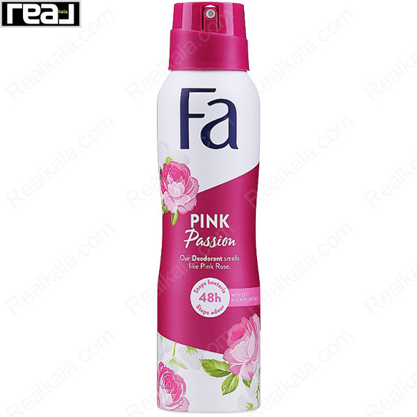 اسپری دئودورانت زنانه فا مدل Pink Passion با رایحه گل رز صورتی و ماندگاری 48 ساعته