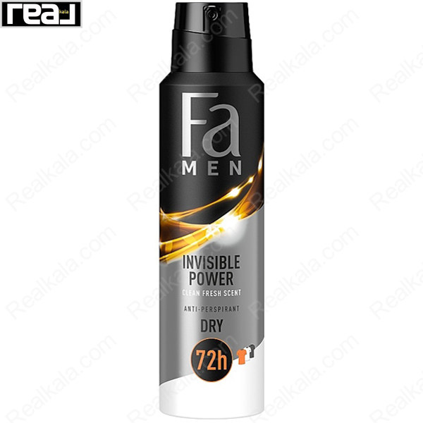 اسپری ضد تعریق مردانه فا Invisible Power با خشکی 72 ساعته و رایحه Clean Fresh