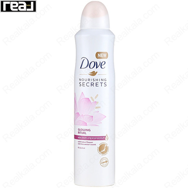 اسپری ضد تعریق زنانه داو مدل گل نیلوفر آبی Dove Glowing Ritual Antiperspirant Spray 250ml