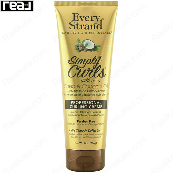 کرم فرکننده مو Every Strand Simply Curls Professional Curling Creme حاوی شی باتر و روغن نارگیل برای حالت‌دهی و تعریف بهتر فر مو حجم 236 گرم