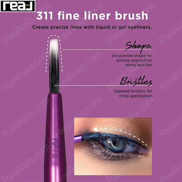 براش خط چشم Real Techniques مدل 311 Fine Liner با نوک بسیار باریک برای کشیدن خطوط دقیق با خط چشم مایع یا ژله‌ای