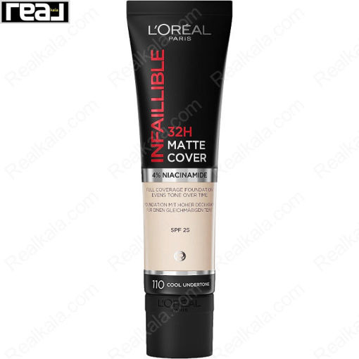 کرم پودر لورال اینفالیبل مت کاور شماره ۱۱۰ ماندگاری ۳۲ ساعته LOreal Infallible 32h Matte Cover Foundation 110 Cool 30ml