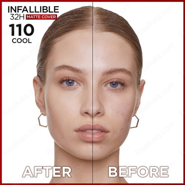 کرم پودر لورال مدل Infallible 32H Matte Cover شماره 110 با نیاسینامید و ماندگاری بالا