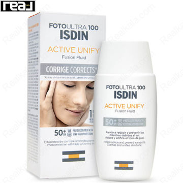 فلویید ضد آفتاب و ضد لک اکتیو یونیفای ایزدین بی رنگ ISDIN FOTOULTRA 100 Active Unify Fusion Fluid SPF50