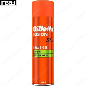 ژل اصلاح ضد حساسیت ژیلت مدل فیوژن پنج کاره حاوی روغن بادام Gillette Fusion 5X Action Shaving Gel Almond Oil 200ml