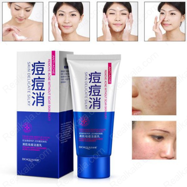 فوم شستشو ضد جوش فوری بیو آکوا Bioaqua Skin Delicate Silky Anti Acne 100g