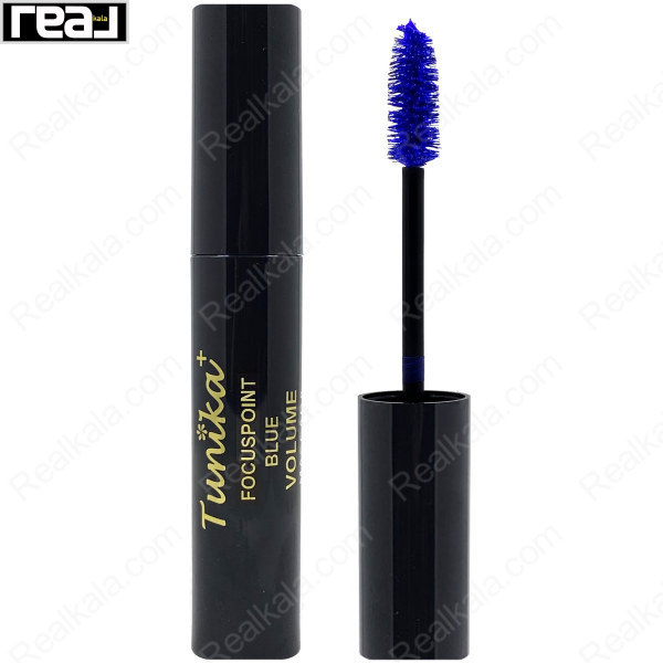 نمای کامل ریمل تونیکا FocusPoint Blue Volume با تیوب مشکی و برس آغشته به رنگ آبی