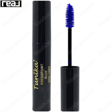 نمای کامل ریمل تونیکا FocusPoint Blue Volume با تیوب مشکی و برس آغشته به رنگ آبی