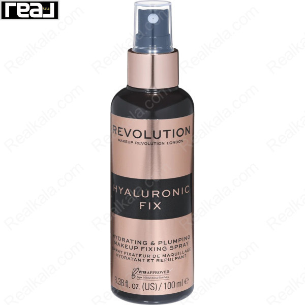اسپری فیکس آبرسان رولوشن مدل Hyaluronic Fix با خاصیت تثبیت آرایش، آبرسانی و کمک به افزایش شادابی پوست در بطری 100 میلی‌لیتری