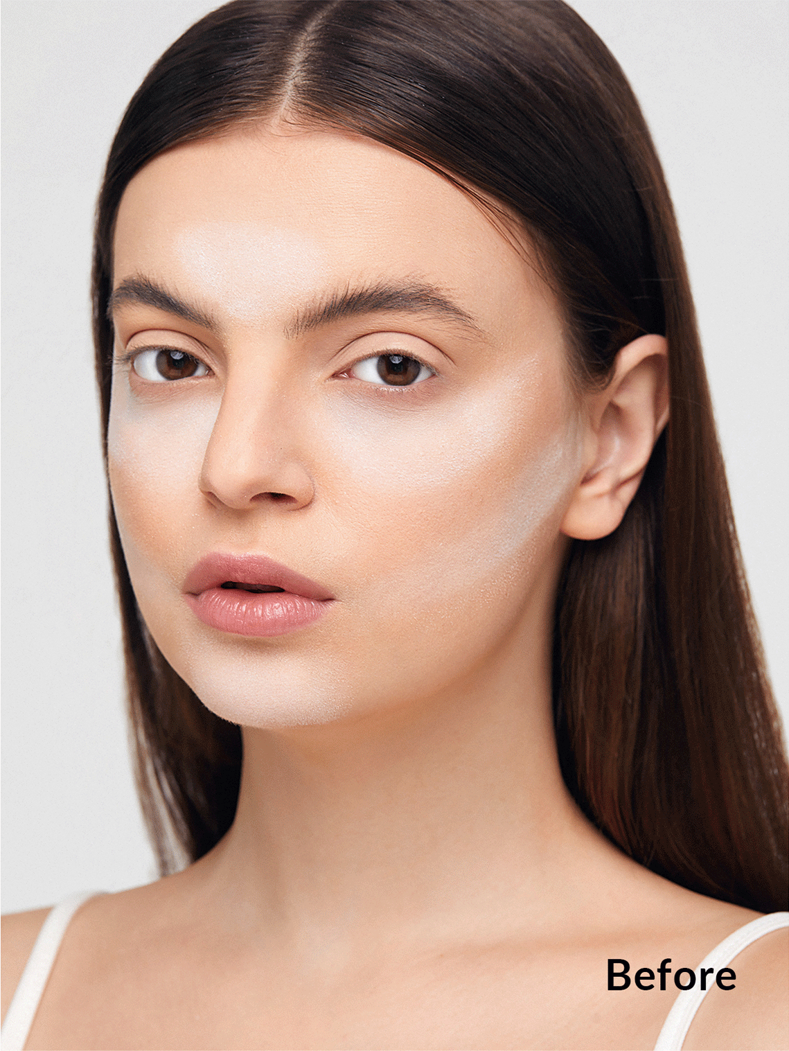 مقایسه قبل و بعد استفاده از پودر دوکاره SHEGLAM رنگ Translucent